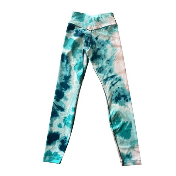 Nike Dri-FIT One 7/8 Mid-Rise Tie-Dye Leggings XS Dew Green Aqua - Picture 3 of 5